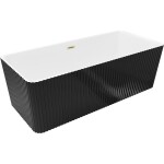MEXEN/S - Nila volně stojící vana reliéf 170 x 75, bílá/černá, sifon a přepad zlatá kartáčovaná 52841708075-55