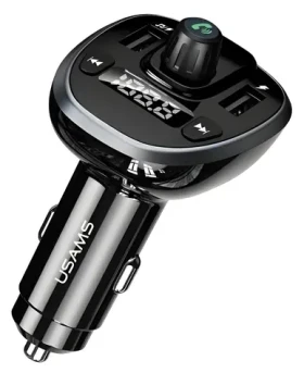 USAMS C21 černá / FM transmitter do auta / Bluetooth 5.0 / Handsfree / 2x USB 3,4A (CC115GC01)