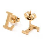 Sada přívěsku a náušnic z nerezové oceli - písmeno - zlatá - 20 ~ 23 mm x 13 ~ 19 mm - 1 ks Písmena: E