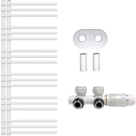 CERANO Koupelnový radiátorový set Burke - ústřední vytápění - asymetrické připojení 50 mm - 430W - bílá matná - 1200x500 mm