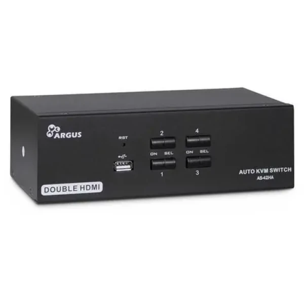 Inter-Tech AS-42HA / KVM přepínač / HDMI / 4 porty / USB / audio / kovové provedení (88887244)