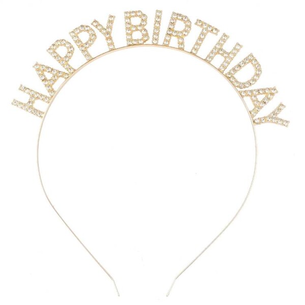 Dortisimo Nejedlá dekorace kovová Čelenka zlatá Happy Birthday