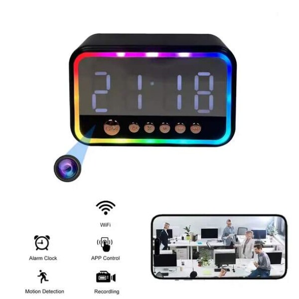 Multifunkční budík s bluetooth reproduktorem a skrytou Full HD kamerou - X-Q8