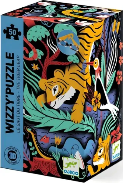 DJECO Puzzle Tygr s 3D brýlemi