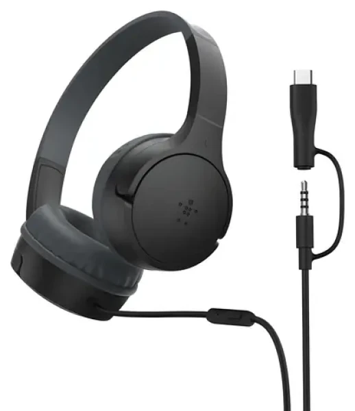 Belkin SOUNDFORM Mini černá / Sluchátka / Přes hlavu / Drátová / USB-C / 3,5 mm jack (AUD010HQBK)