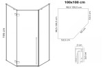 REA - Sprchový kout Diamond 100x100 černý matný REA-K5623