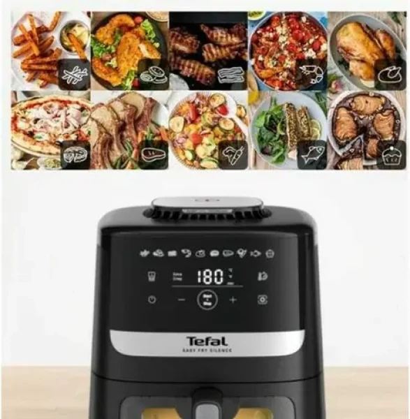 Tefal Easy Fry Silence EY5568E0 černá / Horkovzdušná fritéza / 5 l / LCD displej (EY5568E0)