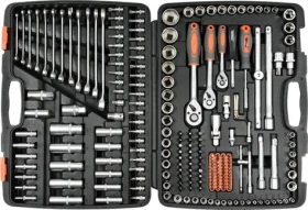 STHOR Gola sada 1/2", 3/8", 1/4" / Sada nástrčných klíčů / 216 ks / CrV ocel / kufřík (TO-58691)