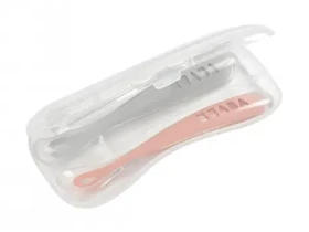 Beaba První lžička silikonová 2ks s pouzdrem Old Pink (913469BB)