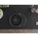 MEXEN/S - Kevin granitový dřez s odkapávačem včetně baterie Telma, černá/stříbrná metalik 6517-73-670200-70-B