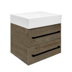 Koupelnová skříňka s umyvadlem a černou úchytkou SAT Cube Way 60x53x46 cm dub Wellington mat CUBE46C602DWSATCW CUBE46C602DWSATCW