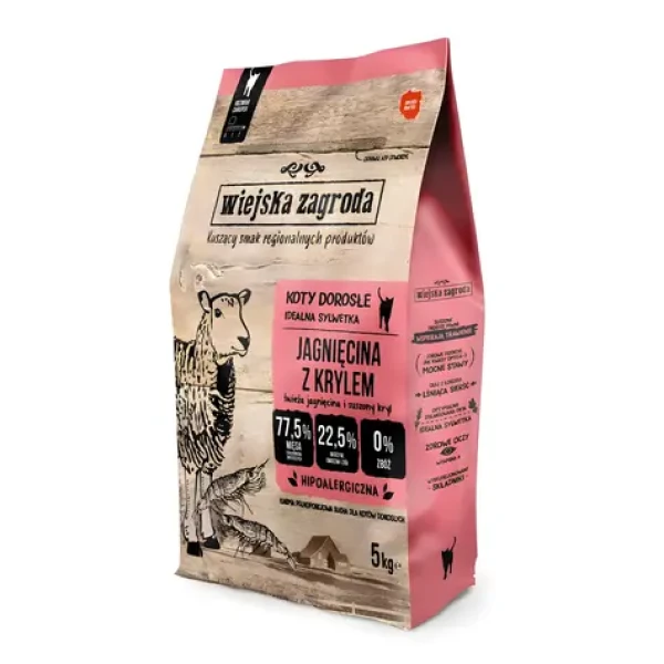 WZA Rural Farm Jehněčí s krillem 5 kg / Granule pro kočky / bez obilovin / 44 % bílkovin