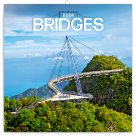 Presco Group Poznámkový kalendář Mosty 2024 - Kalendarium: západní / 30 × 30 cm (PGP-32532-Z)