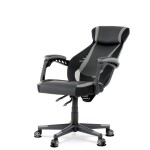 Herní křeslo, šedá, černá ekokůže a černá látka a síťovina MESH, PCA mech