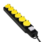 LogiLink prodlužovací kabel 6x zásuvka IP44 černo-žlutá / Prodlužovací kabel / 6 zásuvek / 1,5 m / 16 A / 3600 W (LPS256)