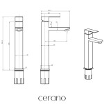 CERANO - Umyvadlová stojánková baterie Elma - vysoká - černá matná TU-427516