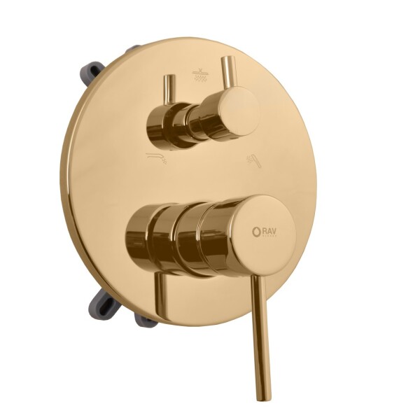 RAV Slezák - SEINA - Vanová/Sprchová baterie podomítková 3-cestná s tělesem a s boxem, Zlatá - lesklá SE987BOXZ SE987BOXZ