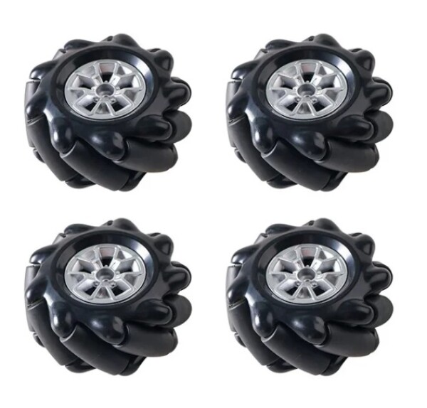 Robotická Mecanum kola 60 mm – sada 4 všesměrných kol, černá (6.7 mm náboj)