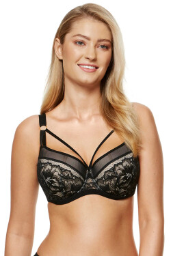 Dámská podprsenka Gwen-B4 Černá s béžovou - Gorteks černá-béžová 90C