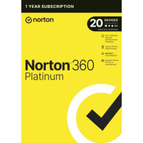 NORTON 360 PLATINUM 100GB +VPN 1 uživatel pro 20 zařízení na 1 rok ESD 1+1 (50%) EDF_471059