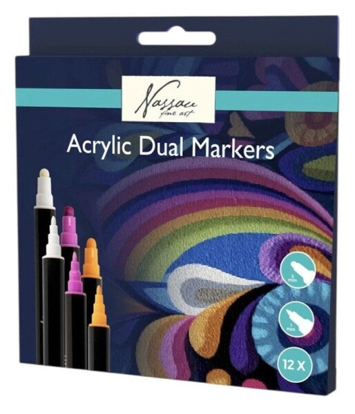 Akrylové oboustranné fixy 12 ks