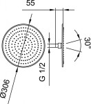 Laufen - Sprchové příslušenství Hlavová sprcha, průměr 31 cm, nerezová ocel HF504725100000