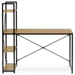 Stůl pracovní s regálem, MDF, dekor dub, černý kov