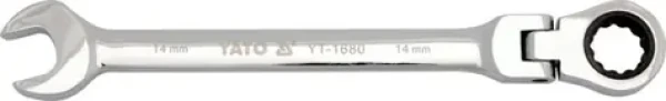 YATO Očkoplochý ráčnový klíč s kloubem 16 mm / Délka 210 mm (YT-1682)