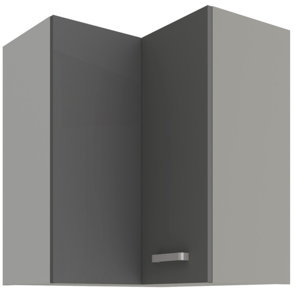Horní rohová skříňka 60x60 GN-72 2F (90°) Barva korpusu: Šedá, Barva dvířek: Šedý lesk (Šedá)