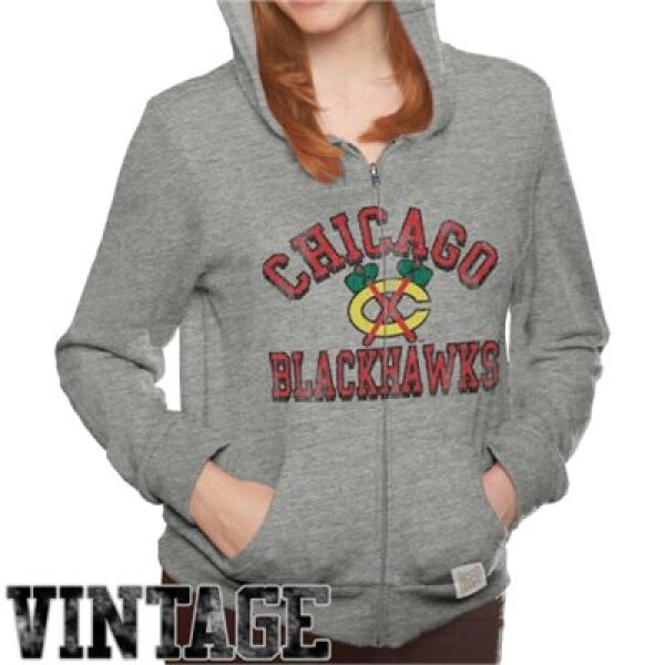 Original Retro Brand Dámská mikina Chicago Blackhawks Tri-Blend Full Zip Velikost: