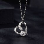 Stříbrný náhrdelník Josette 0,5 ct MOISSANITE + CERTIFIKÁT, Stříbrná 40 cm + 5 cm (prodloužení)