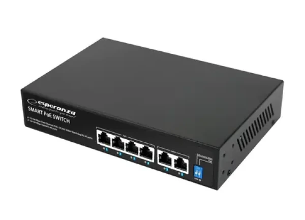 Esperanza ENS105 / Switch / 6x 10/100 Mbps / 4x PoE / 60W / 30W na port (ENS105)