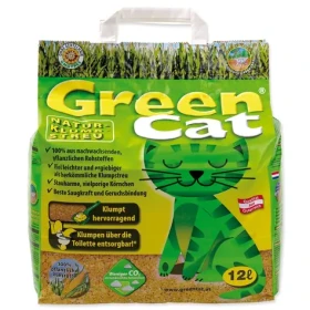 GREEN CAT Kočkolit 12 l/3,5 kg / Hrudkující stelivo / Rostlinné / Bezprašné a bez parfemace (003-3060)