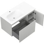 MEXEN/S - Rivel koupelnová skříňka 90 cm s umyvadlem Vela levá, 1S, 1D, reliéf, šedá mat/bílá mat 91A23-09047-3-BBFF62-W23L01