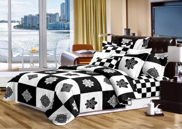 DumDekorace Černý přehoz na manželskou postel Šířka: 200 cm | Délka: 220 cm 2ks 40x40 cm (standard zdarma) Šířka: 200 cm | Délka: 220 cm