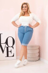 Dámské bavlněné šortky Plus Size s vázáním světlý denim XL