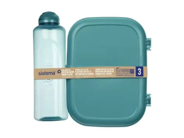 Sistema Set svačinového boxu s lahví Ocean Bound - Svačinový box Ribbon Lunch 1.1 l a láhev Swift 480 ml zelená (8592001432079)