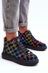 Sportovní boty na platformě Rhinestones GOE Black Velikost: 39