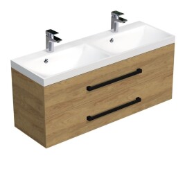 Koupelnová skříňka s černou úchytkou a umyvadlem SAT Cube Way 120x47,5x40 cm dub Hickory mat CUBE2C120ZDH CUBE2C120ZDH
