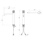 SAPHO - ULTRATAP stojánková umyvadlová baterie vysoká, prodloužená hubice, zlato mat UT007TG