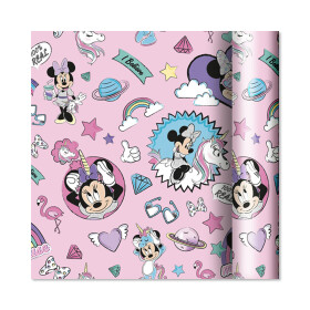 Dárkový papír - role 2 m × 70 cm - Disney Minnie s doplňky na růžové - Albi