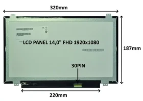 14" SIL LCD panel FHD IPS matný / LCD panel pro notebook / 1920x1080 / 30 pin / úchyty nahoře a dole (77047414)