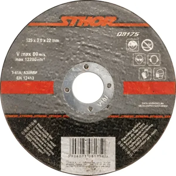 STHOR Řezný kotouč na kov 125x1,0x22 mm / Řezný kotouč / Průměr 125 mm / Tloušťka 1 mm