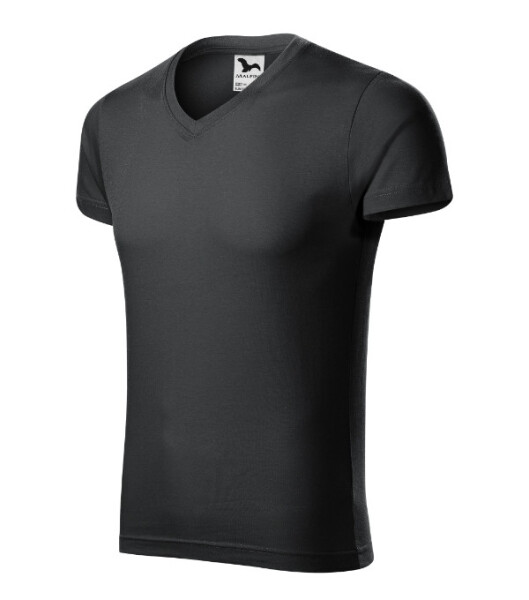 Slim Fit V-neck tričko pánské ebony gray XL