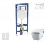 GEBERIT - Duofix Set předstěnové instalace, klozetu a sedátka Tece One, tlačítka Sigma30, Rimless, SoftClose, bílá/lesklý chrom SANI11CT3105