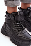 Ocieplané dámské sportovní šněrovací boty černé Dejana 37