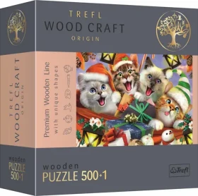 Trefl Wood Craft Origin - Puzzle - Vánoční Kočky