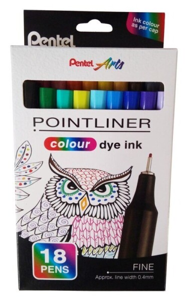 Liner Pentel Pointliner 0.4mm sada 12+6ks