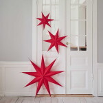 Watt & Veke Závěsná svítící hvězda Aino Red 60 cm, červená barva, papír