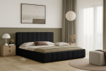 FRONTI Postel RIMINI 140x200 s úložným prostorem - bouclé - černá